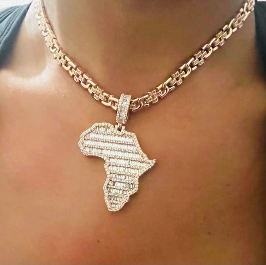 Baguette glacée exclusive Afrique Pendant Rose Gold