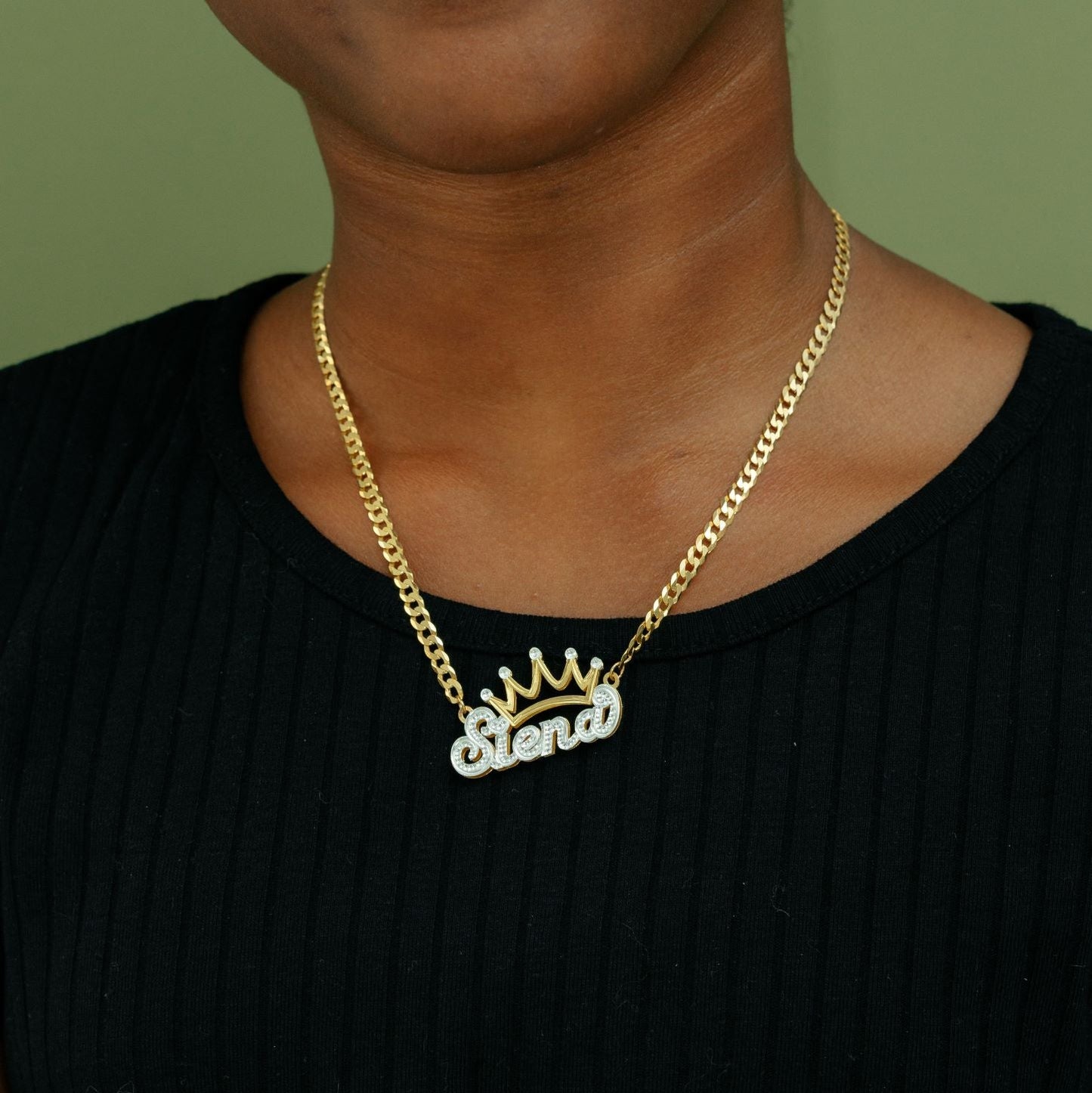 Kid's Double Plated Crown Name Necklace